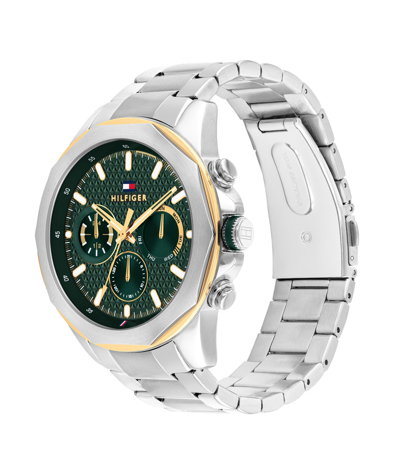 Tommy Hilfiger Mens Lars Green Chronograph Dial Bracelet Watch Stainless Steel