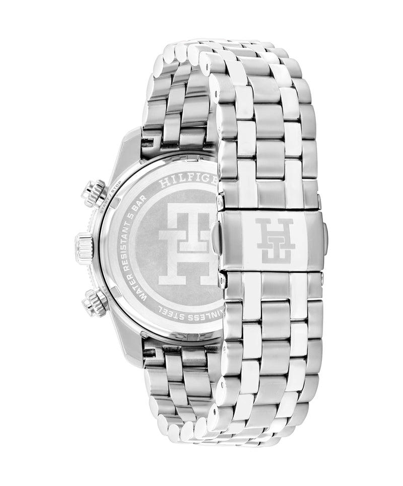 Tommy Hilfiger Mens TH85 White & Blue Chronograph Dial Bracelet Watch Stainless Steel