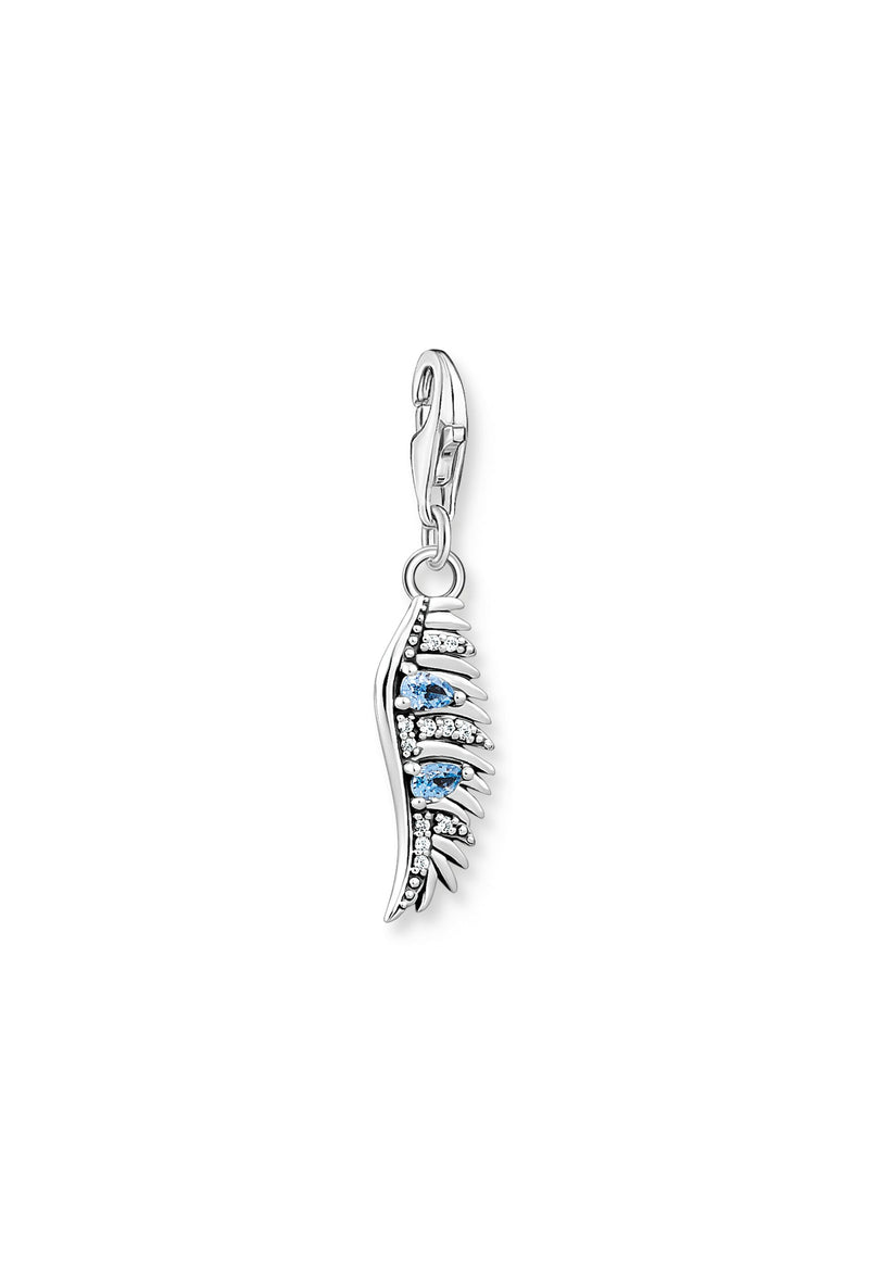 Thomas Sabo Phoenix Feather with Blue & White Stones Charm Silver