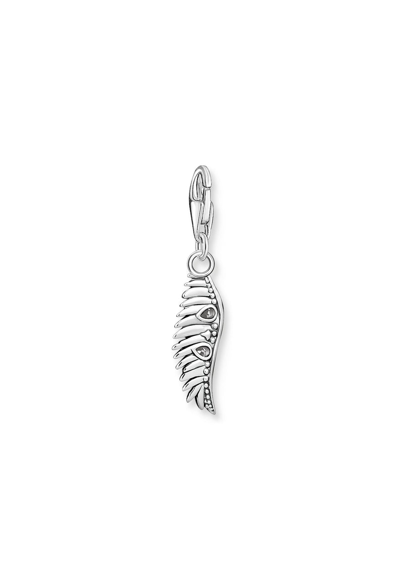 Thomas Sabo Phoenix Feather with Blue & White Stones Charm Silver