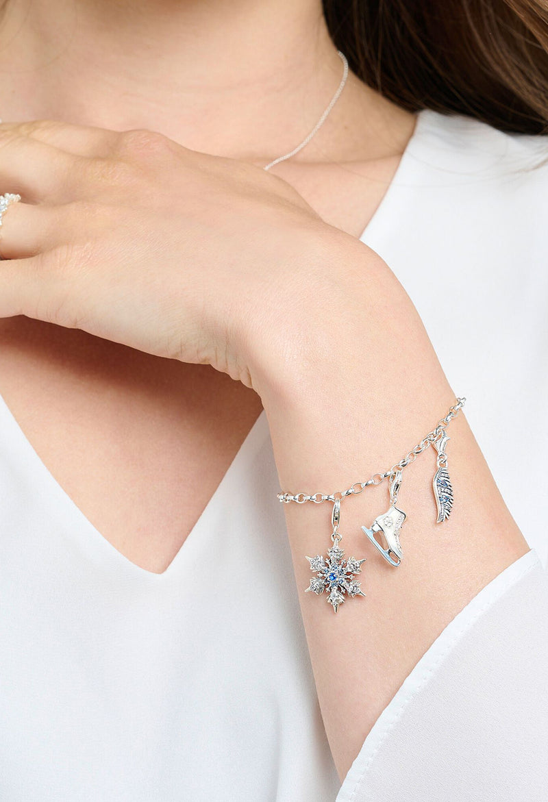 Thomas Sabo Phoenix Feather with Blue & White Stones Charm Silver