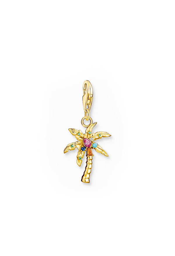 Thomas Sabo Colourful Palm Tree Charm in Silver Gold Plated