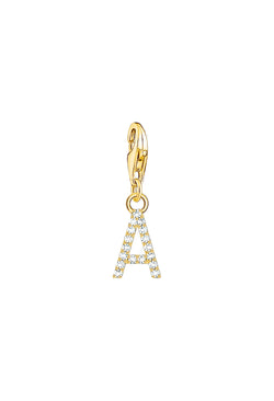 Thomas Sabo Cubic Zirconia Letter A Charm Silver Gold Plated