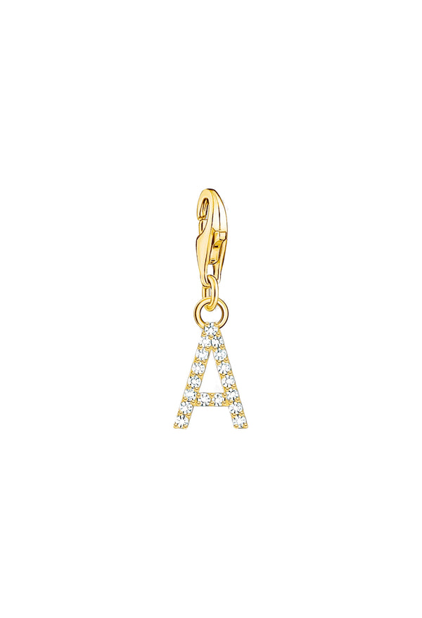 Thomas Sabo Cubic Zirconia Letter A Charm Silver Gold Plated