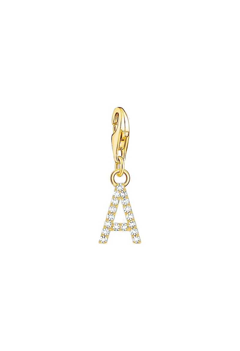 Thomas Sabo Cubic Zirconia Letter A Charm Silver Gold Plated