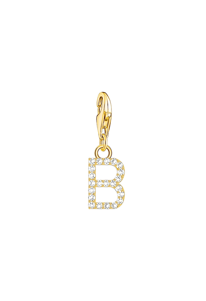 Thomas Sabo Cubic Zirconia Letter B Charm Silver Gold Plated