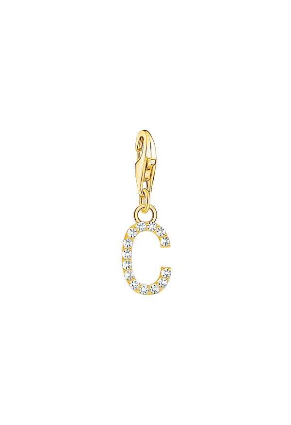 Thomas Sabo Cubic Zirconia Letter C Charm Silver Gold Plated