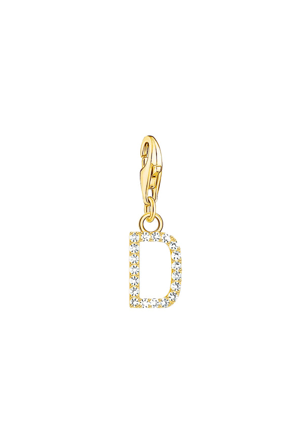 Thomas Sabo Cubic Zirconia Letter D Charm Silver Gold Plated