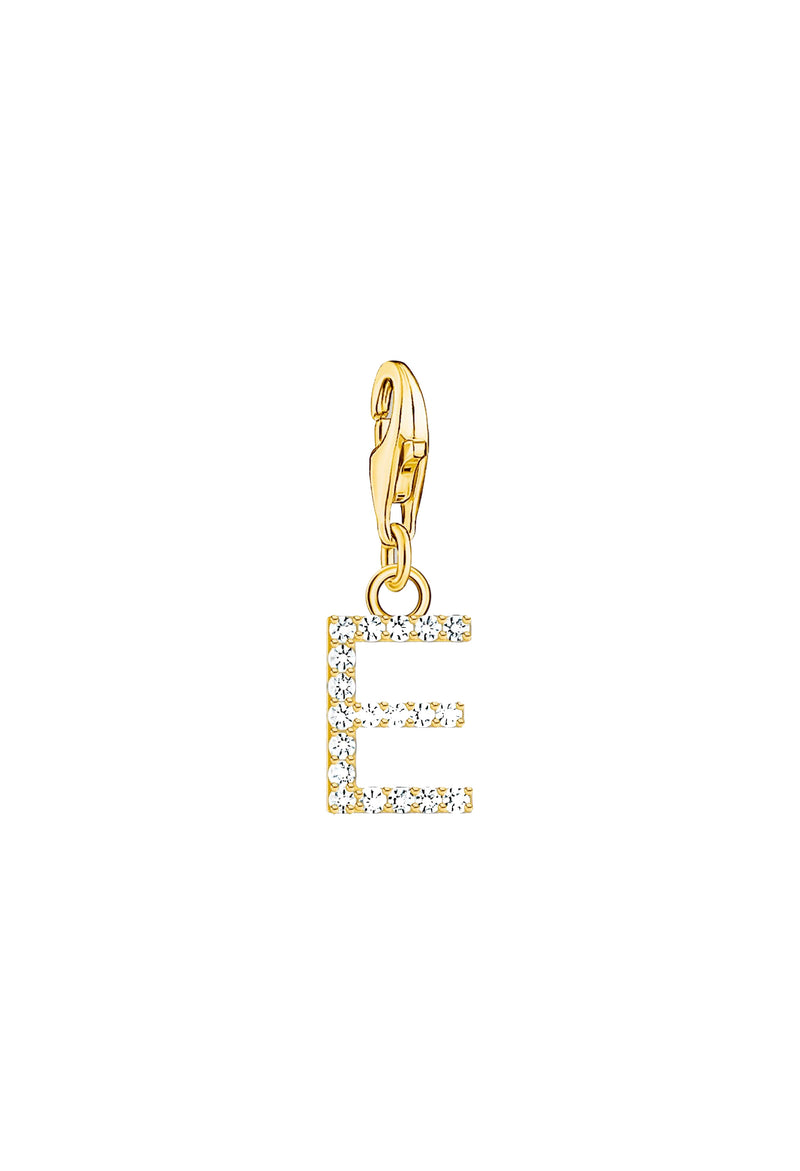 Thomas Sabo Cubic Zirconia Letter E Charm Silver Gold Plated
