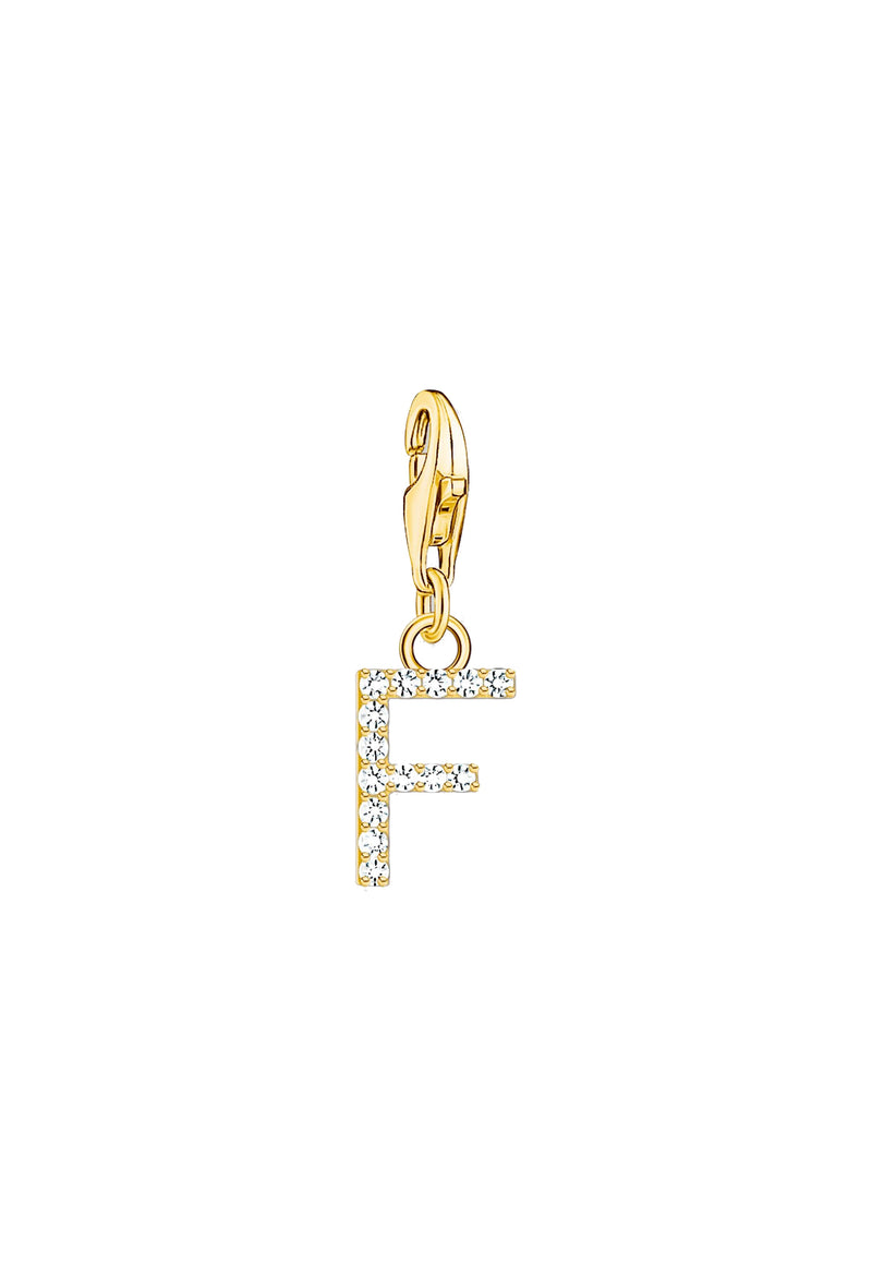 Thomas Sabo Cubic Zirconia Letter F Charm Silver Gold Plated