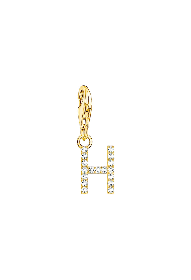 Thomas Sabo Cubic Zirconia Letter H Charm Silver Gold Plated