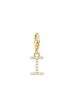 Thomas Sabo Cubic Zirconia Letter I Charm Silver Gold Plated