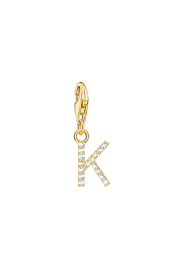 Thomas Sabo Cubic Zirconia Letter K Charm Silver Gold Plated