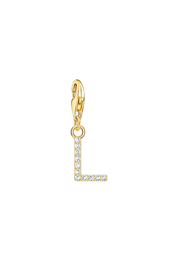 Thomas Sabo Cubic Zirconia Letter L Charm Silver Gold Plated