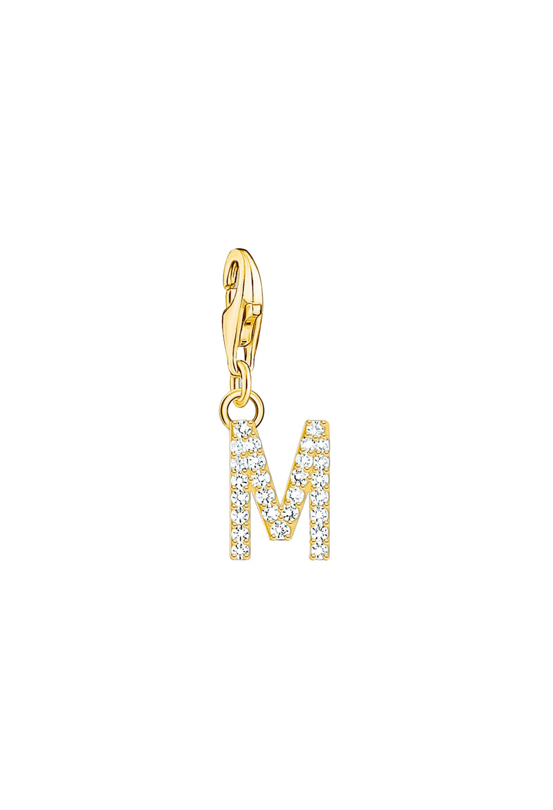Thomas Sabo Cubic Zirconia Letter M Charm Silver Gold Plated