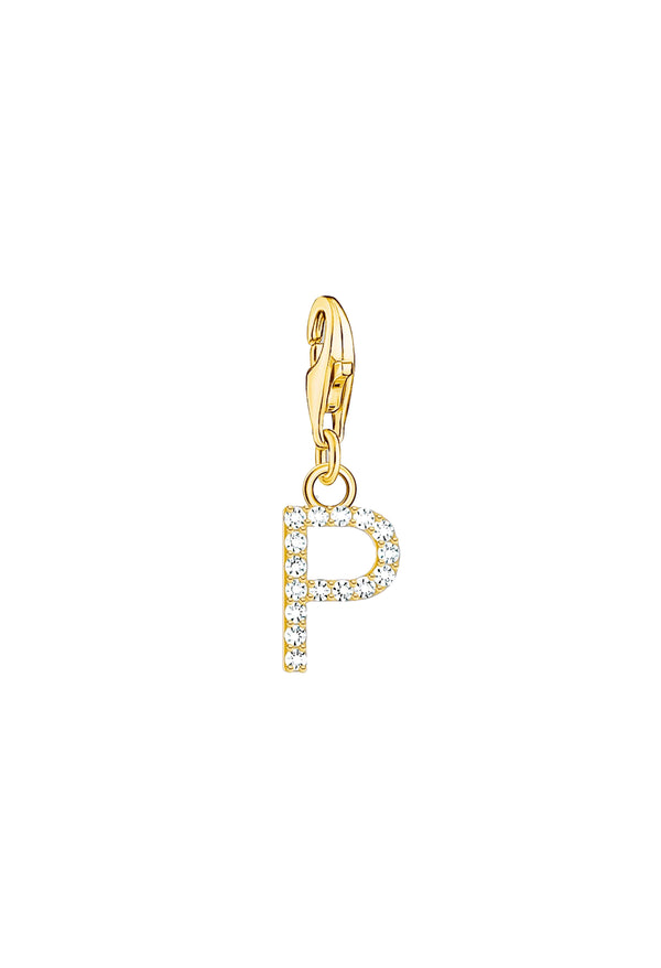 Thomas Sabo Cubic Zirconia Letter P Charm Silver Gold Plated