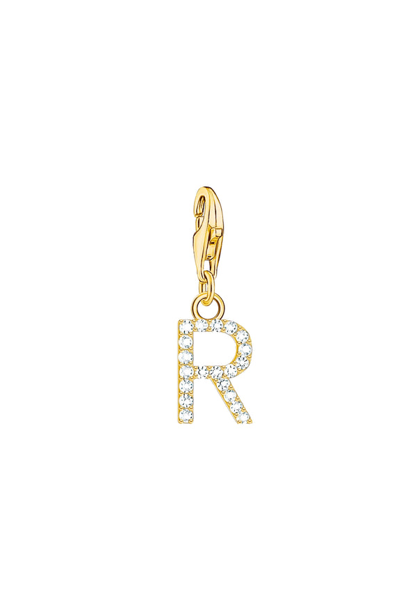 Thomas Sabo Cubic Zirconia Letter R Charm Silver Gold Plated