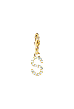 Thomas Sabo Cubic Zirconia Letter S Charm Silver Gold Plated