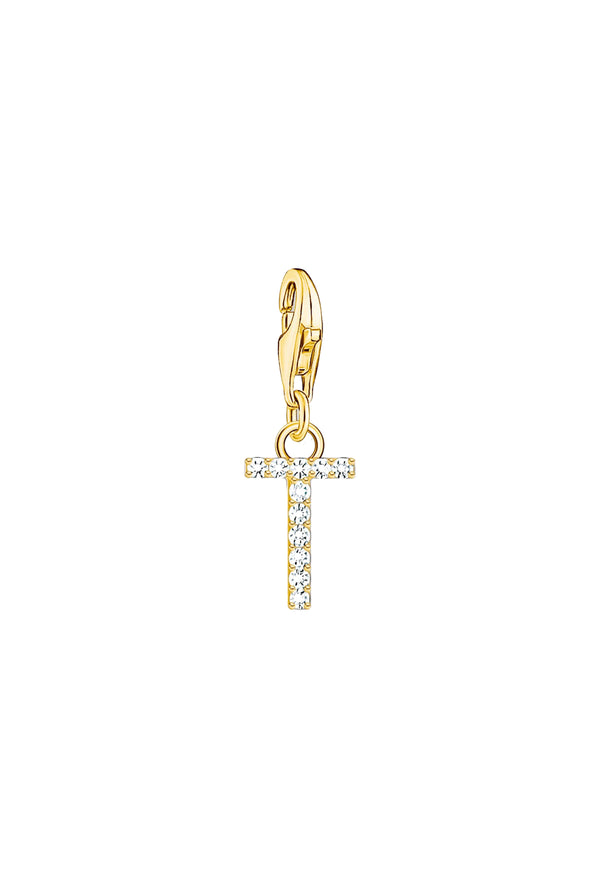 Thomas Sabo Cubic Zirconia Letter T Charm Silver Gold Plated