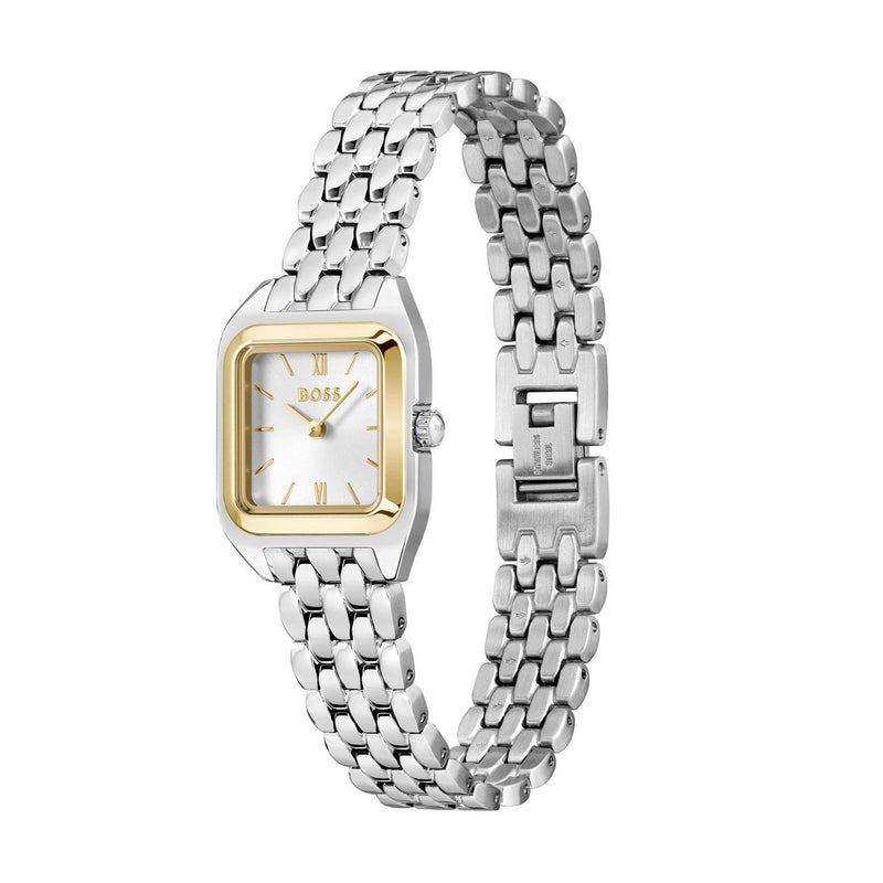 BOSS Ladies Two-Tone Mae Petite, Silver Dial Bracelet Watch 1502821