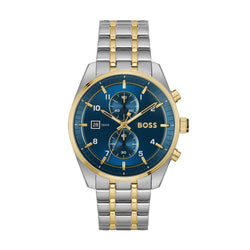 BOSS Mens Skytraveller Blue Dial Bracelet Watch Stainless Steel