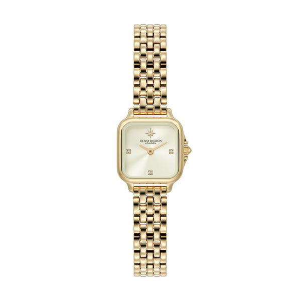 Women's Olivia Burton Mini Grosvenor Square Ivory Dial Bracelet Watch Gold Plated