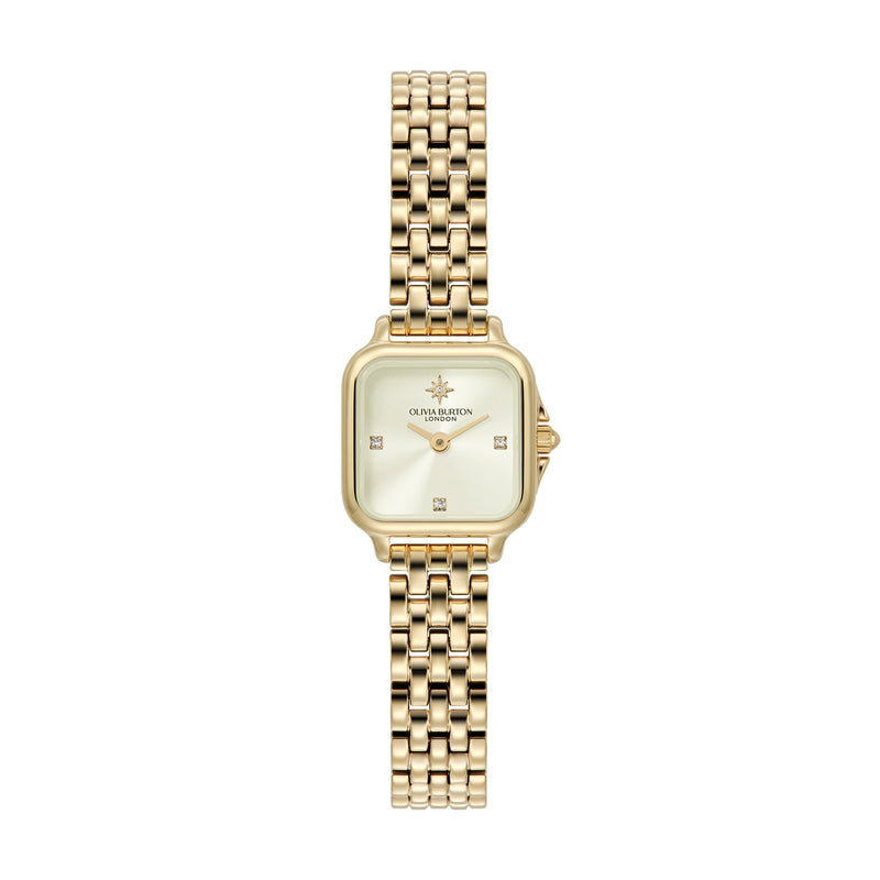 Women's Olivia Burton Mini Grosvenor Square Ivory Dial Bracelet Watch Gold Plated