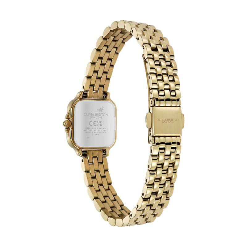 Women's Olivia Burton Mini Grosvenor Square Ivory Dial Bracelet Watch Gold Plated