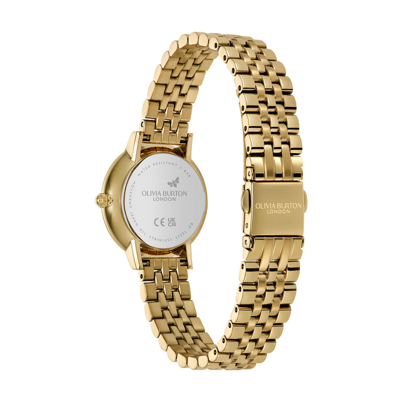 Ladies Olivia Burton Honeycomb Ultra Forest Green Dial Bracelet Watch Gold Plated