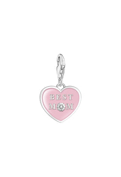 Thomas Sabo Pink Heart Best Mum in Silver Charm in Silver
