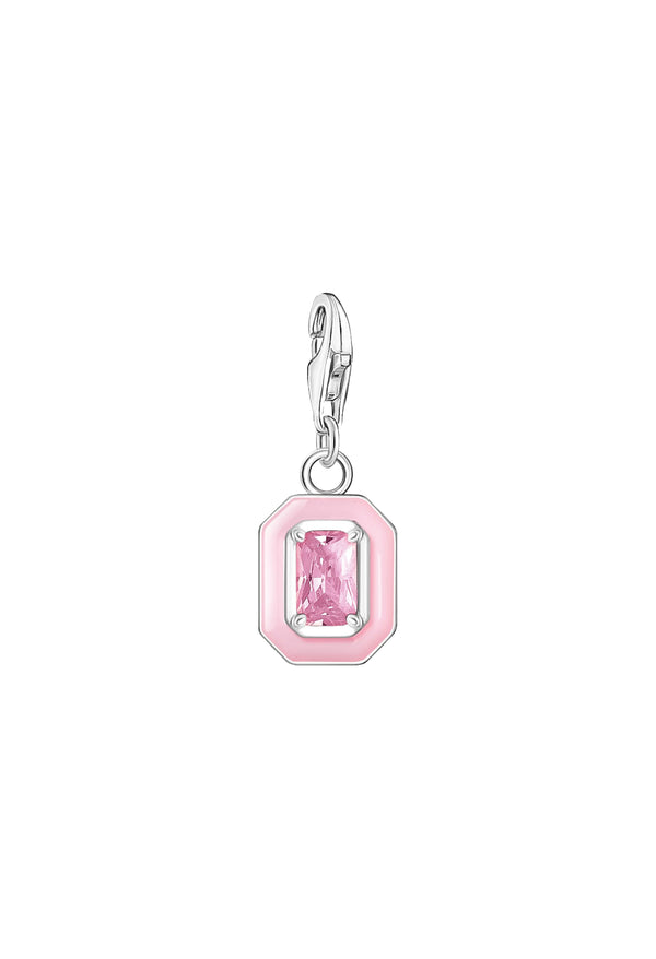 Thomas Sabo Pink Octagon Charm in Silver