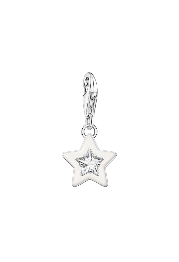 Thomas Sabo White Enamel & CZ Star Charm in Silver