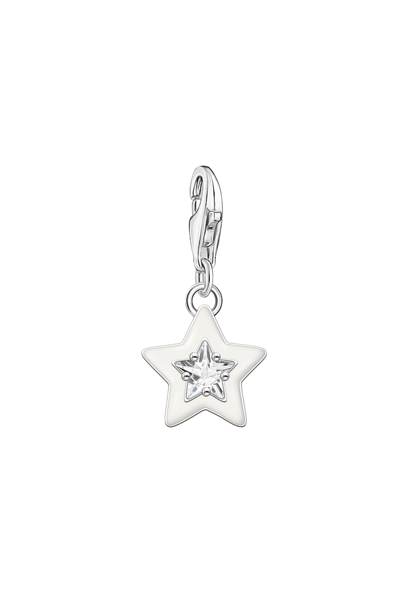 Thomas Sabo White Enamel & CZ Star Charm in Silver