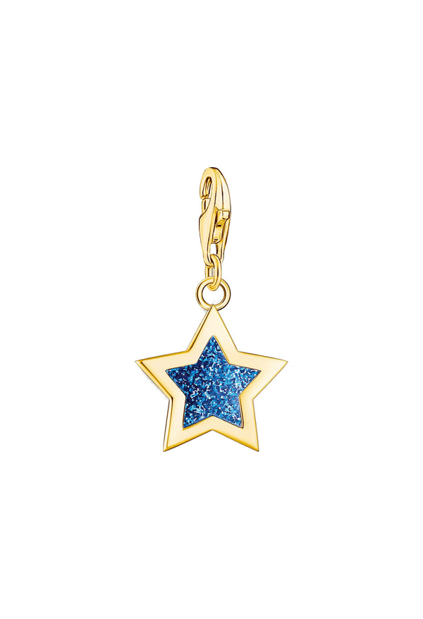 Thomas Sabo Blue Glitter Enamel Star Charm Silver Gold Plated