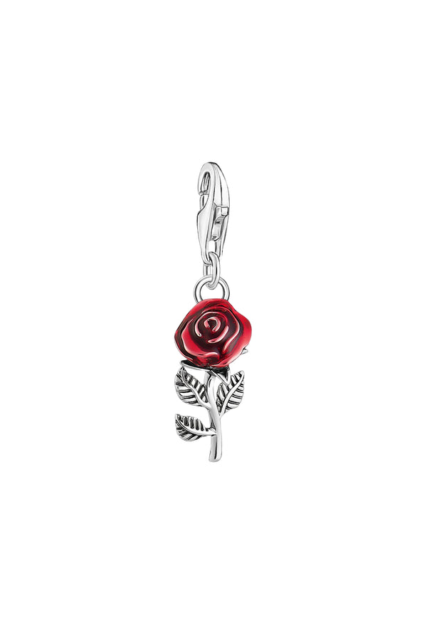 Thomas Sabo Blackened Red Rose Charm in Silver