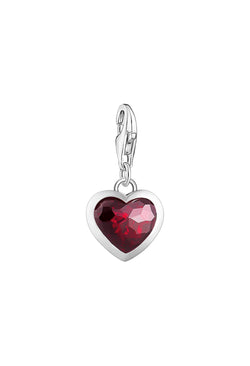 Thomas Sabo Heart Shaped Red Stone Charm in Silver