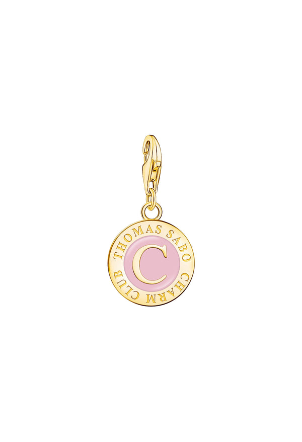 Thomas Sabo Member Charm Pink Charmista Coin Silver Gold Plated