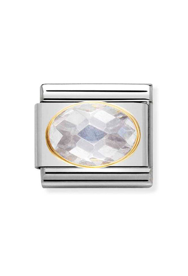 Nomination Composable Classic Link Faceted Cubic Zirconia charm, silver and gold, from Nomination Italy, available at OD’s Jewellers in St Helens