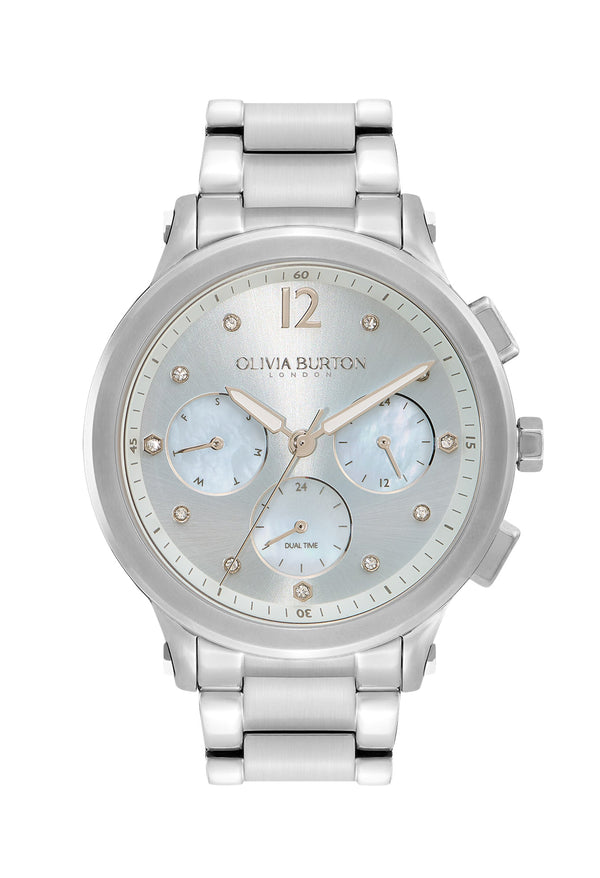 Olivia Burton Ladies Sports Luxe Blue Mother of Pearl Stainless Steel Bracelet Watch