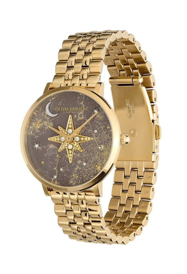 Women's Olivia Burton Celestial Nova Grey Dial Bracelet Gold Plated Watch