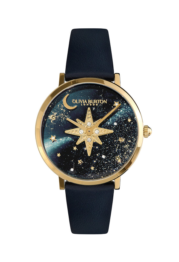 Women's Olivia Burton Celestial Nova Blue Dial Strap Gold Plated Watch