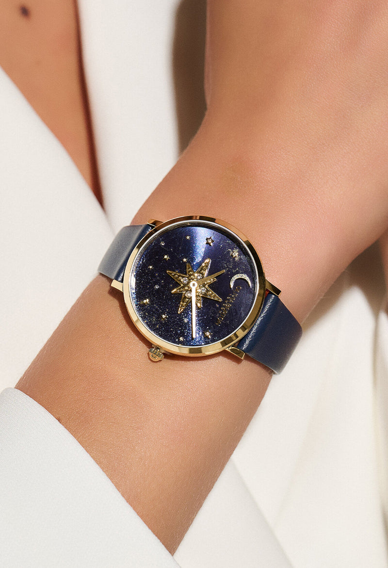 Women's Olivia Burton Celestial Nova Blue Dial Strap Gold Plated Watch