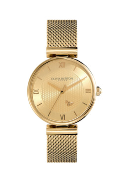 Olivia Burton Minima Bee Mesh Bracelet Watch Gold Plated