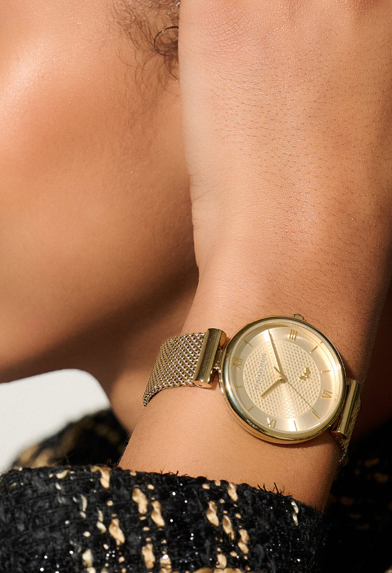 Olivia Burton Minima Bee Mesh Bracelet Watch Gold Plated