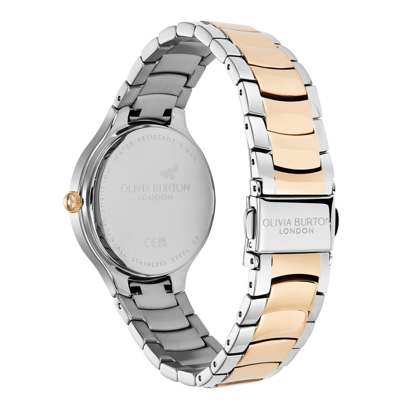 Olivia Burton Ladies Modern Classics Lea Silver Dial Bracelet Watch Stainless Steel & Rose Gold Plated