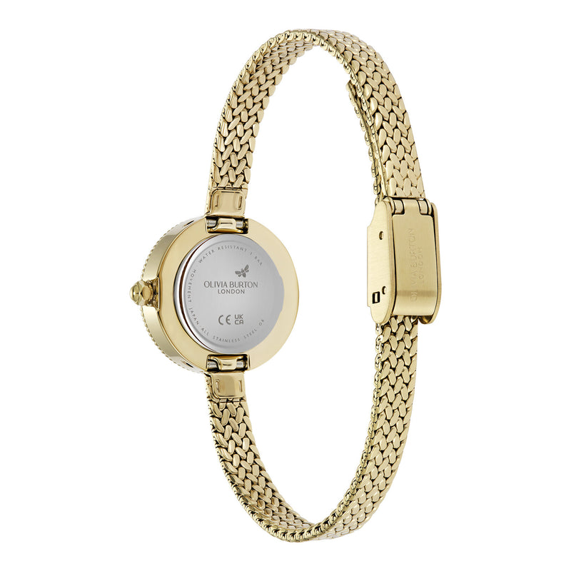 Olivia Burton Gold Plated Finery Gold Dial Mesh Bracelet Watch 24000279