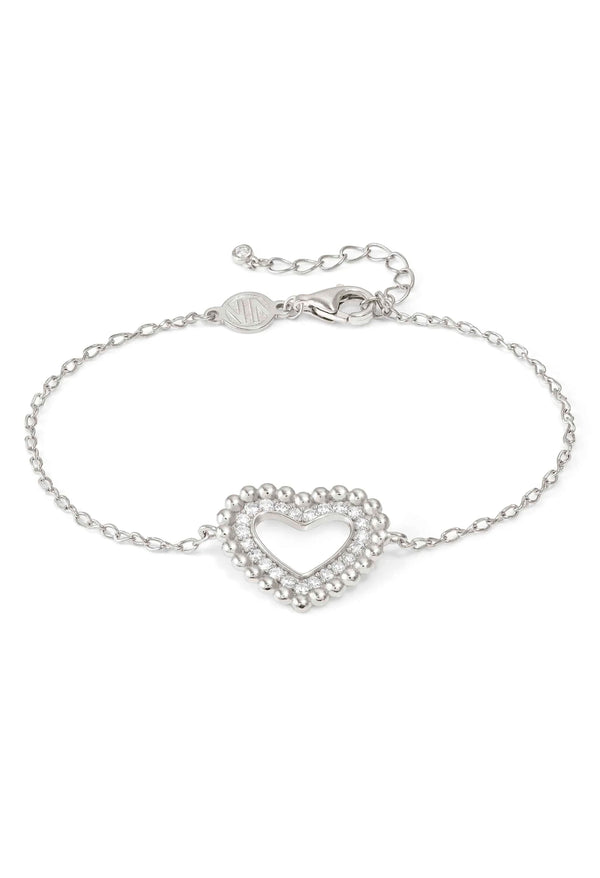 Nomination Lovecloud Cubic Zirconia Heart With Bead Edge Bracelet Silver