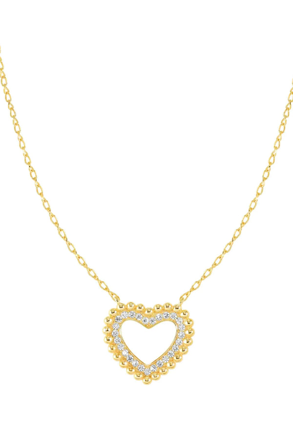 Nomination Lovecloud Cubic Zirconia Heart With Bead Edge Necklace Silver Gold Plated