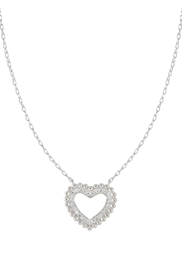 Nomination Lovecloud Cubic Zirconia Heart With Bead Edge Necklace Silver