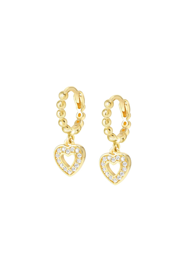 Nomination Lovecloud Mini Bead Hoop & Heart Earrings Silver Gold Plated